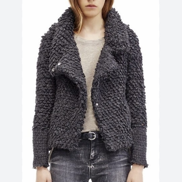 IRO Jackets & Blazers - IRO Caty Popcorn Knit Jacket Size 0 Black Boucle Textured Cardigan
